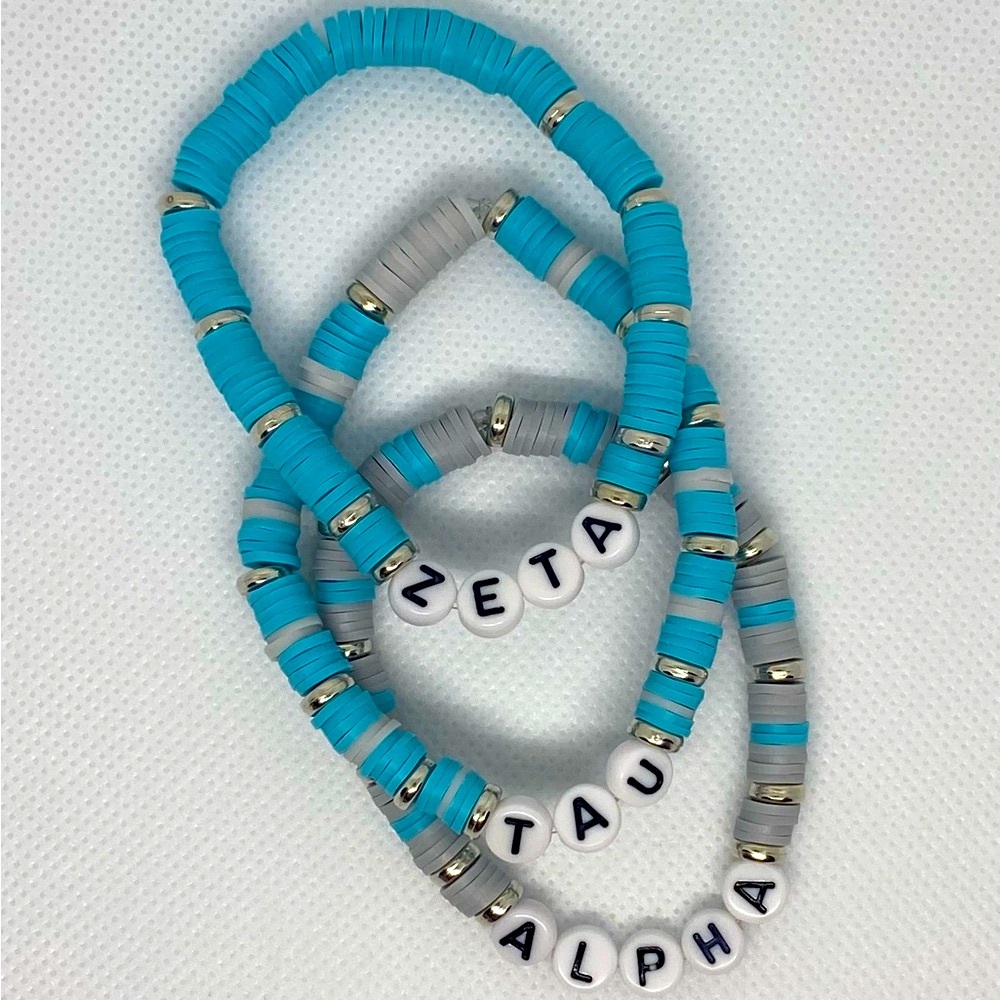 Zeta Tau Alpha Heishi Bead Bracelets set of 3